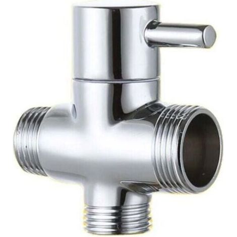 Umstellventil, 20 mm und 25 mm Außengewinde, verchromter Messing-T-Adapter für Wasserhähne, Zubehör für Duscharmaturen im Badezimmer, Umsteller, 3-Wege-Wasserzulaufventil mit Außengewinde