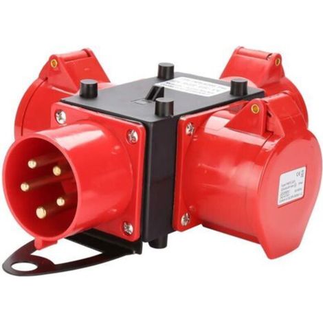 Quadro elettrico di distribuzione per cantiere - AJ-1605D-2 32A - con coperchio di protezione, adatto per cantieri edili