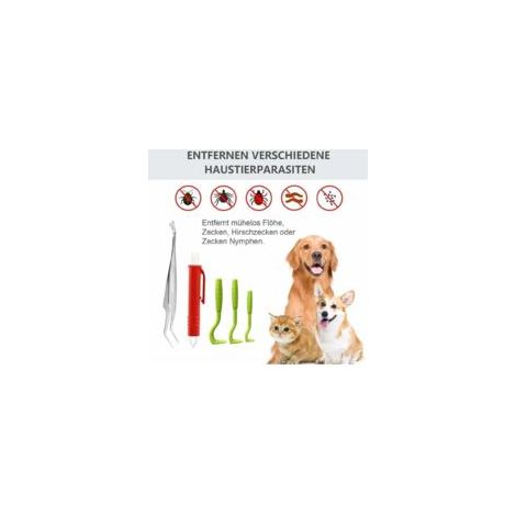 Le retrait tick pour les Chiens et les Chats, Professionnel retrait tick 5 Set, Sécuritaire et Efficace, le retrait tick pour l'Homme et l'Animal (1/5)