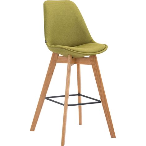 Taburete de bar estilo escandinavo x1 con asiento de tela verde y estructura de madera natural 100006656 (1/5)