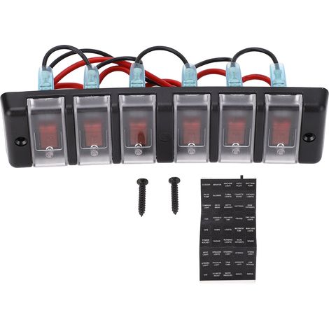 Panneau de commutation à 6 gangs, bascule pré-câblée avec Protection contre les surcharges, LED rouge, contrôle de Circuit marche/arrêt, DC12V 16A (1/5)