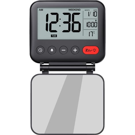 Réveil de voyage numérique pliable, horloge de chevet pliable avec fonction snooze