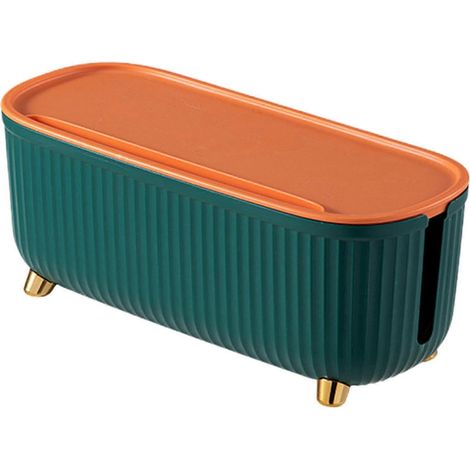 Boîte de rangement pour câbles de données, adaptée aux multiprises, boîte cache-câbles, utilisée pour dissimuler les prises électriques (verte) (1/2)