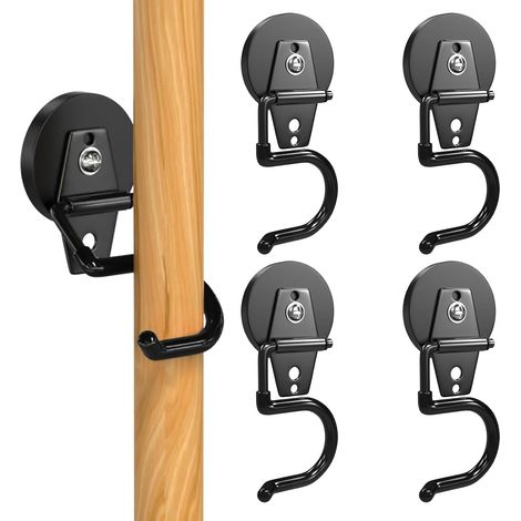 Crochets Magnetiques de Garage,4pcs Accroche Balai Magnétique, Crochets Aimantés Puissant en Forme de S pour Accroche Balai Serpillière, Outils à Long Manche
