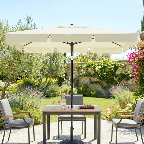 Ombrellone rettangolare 2x1,3 m inclinable pour jardin, mât en aluminium, parasol beige et noir (1/5)