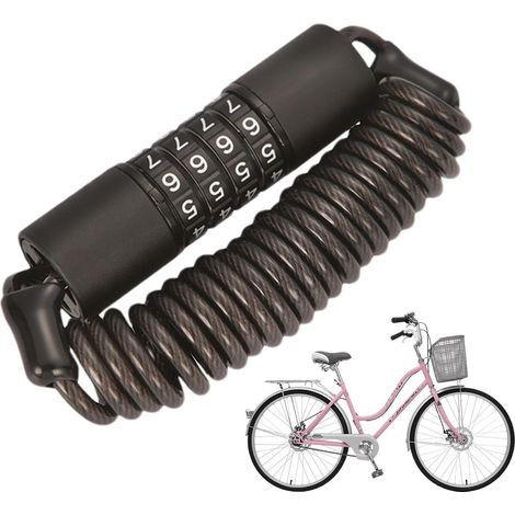Antivol pour casque de moto Antivol rétractable à combinaison 4 chiffres pour vélo (150 cm), léger, compatible avec les casques (1/5)