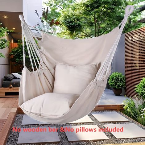 Hamac 100 x 130 cm avec sac de rangement et cordelette, charge maximale : 200 kg, pour l'intérieur et l'extérieur et respirant, confortable (beige) (1/5)
