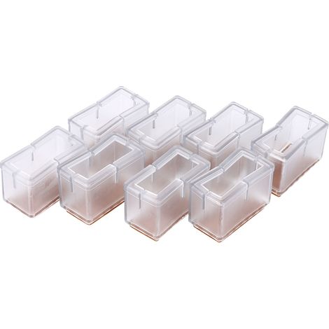 Lot de 8 protège-pieds de chaise rectangulaires avec semelle en caoutchouc (transparents) (1/5)