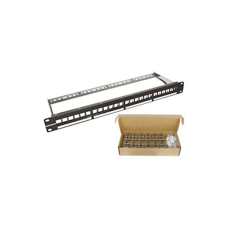 panneau 19' - equipé de 24 noyaux - cat6 - blindés - sans outils - gigamédia panc6s24p