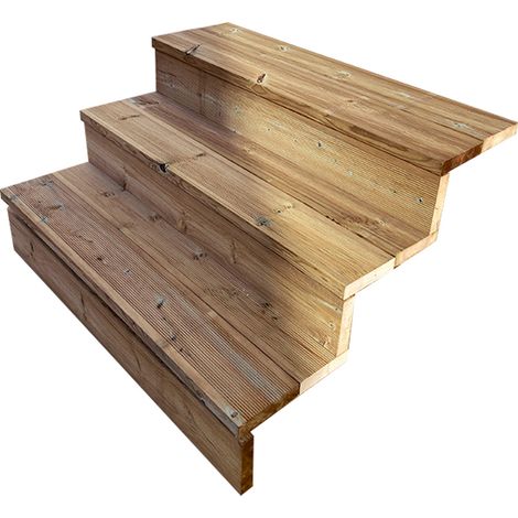 Berlin Escalier extérieur bois 3 marches H 54cm L-100cm - avec contre marche