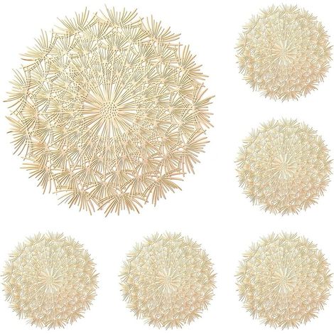 Lot de 6 Sets de table ronds, motif pissenlit doré, diamètre 38 cm, en vinyle pressé, pour mariage, fête, cuisine (1/5)