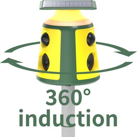 Ortviai Répulsif Solaire pour Animaux Extérieur 360° avec Capteur PIR, Étanche et Rechargeable USB (1/5)