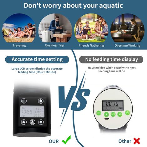 Distributeur automatique de nourriture pour poissons, chargeur USB programmable pour aquarium avec grand écran LCD, capacité 200ml, idéal pour vacances et voyages