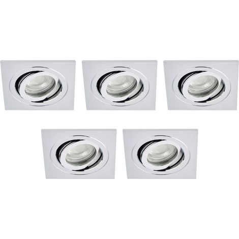 Litecraft Recessed Downlights Tiltable Circular Spotlights in Chrome - 5 Pack