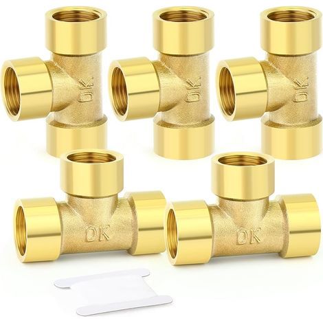 5-teiliges Messing-T-Stück, 1/4" x 1/4" x 1/4" BSP-Innengewinde (1/5)