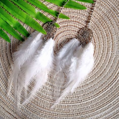 Pendentif décoratif pour rétroviseur voiture, attrape-rêves plume gris, accessoire intérieur automobile (1/2)