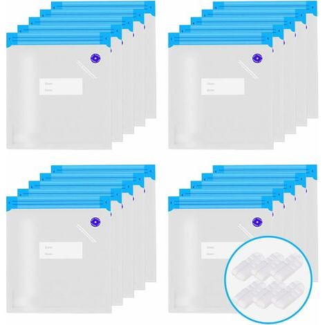 20 PCS Sac Sous-vide Réutilisables Sacs de Conservation Sacs Sous-vide Alimentaires Sac Congelation Sac Stockage pour Fruits Légumes Viande Poissons Pain avec Clip d'étanchéité 30x34cm (1/5)