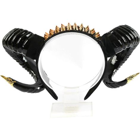 Bandeau d'Halloween pour adulte, corne de diable en forme de bœuf courbé, accessoire de coiffure démoniaque pour cosplay, bal masqué, shooting photo ou film, noir (1/4)
