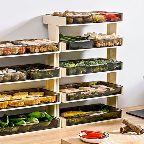 Einfaches, mehrstöckiges Tablett zur Zubereitung von Speisen für chinesisches Fondue, Fondue-Schalenständer, multifunktionales Beilagentablett, fünf Etagen, cremefarben. (1/5)