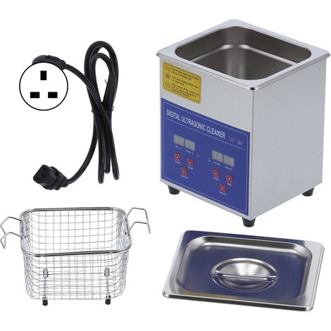 Nettoyeur ultrasonique en acier inoxydable 40kHz MH-010S 2L avec chauffage et minuterie, prise UK AC220V (1/5)