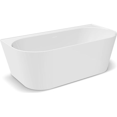 Baignoire - Baignoire Murale Emma 2.0 - 1600x750x575 mm - Blanc Brillant - Minimaliste - Facile à Entretenir - Confortable - avec clic-clac blanc tapis (1/5)