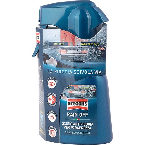 RAIN OFF spray scudo antipioggia trattamento idrorepellente per parabrezza 200ml AREXONS (1/5)