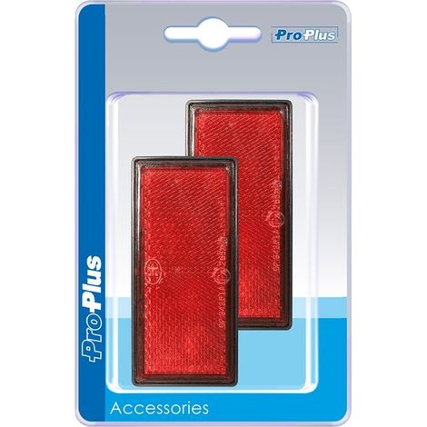 Réflecteur rouge 85 x 39 mm auto-adhésif avec plaque de base, lot de 2 sous blister