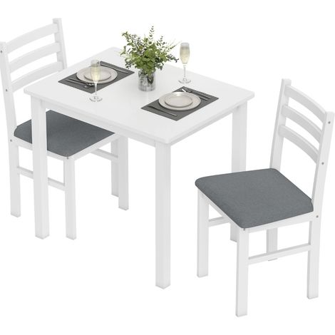 Set tavolo da pranzo 3 pezzi bianco in MDF con 2 sedie salvaspazio (1/5)