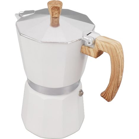 Cafetière italienne en alliage d'aluminium, chauffe rapidement, poignée ergonomique, octogonale, compatible gaz et électrique, blanche, 300 ml (1/5)
