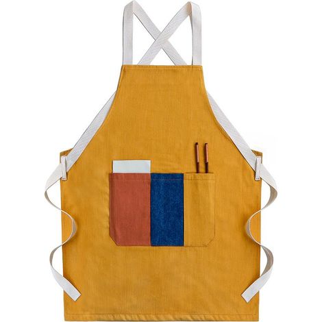 Tablier De Café en Jean Bavoir À La Maison Accessoires De Cuisine Tablier Femme De Ménage,(Color : Yellow, Size : 75x60cm) (1/5)