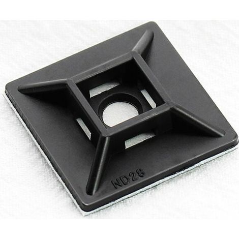 Klebe-Kabelbinderhalterungen, 19 mm x 19 mm, schwarz, selbstklebende Kabelbinder, Kabelbinderhalter aus Kunststoff, Kabelbinderhalterung, 100 Stück (1/5)