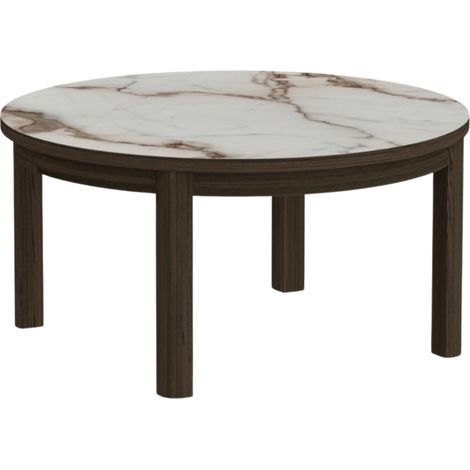 Table basse ronde en céramique et chêne fumé D90 - SIMONE (1/5)