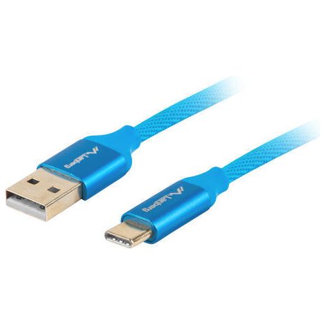 CABLE USB LANBERG 2.0 MACHO/USB C MACHO QUICK CHARGE 3.0 1M AZUL (1/2)