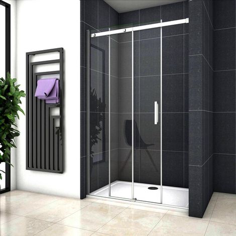 Porta Doccia Per Nicchia Scorrevole Vetro 8mm Temperato Trasparente Anticalcare Telai In Alluminio cromato lucido 120x195cm (1/5)