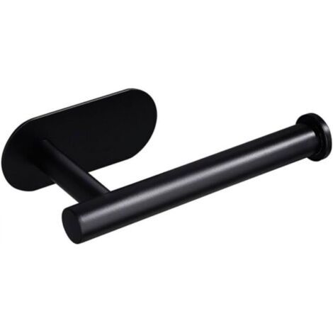 [Porte-serviettes mural] Porte-papier toilette en acier inoxydable noir 16,5 cm salle de bain cuisine support mural sans perçage, 1 pièce (1/4)