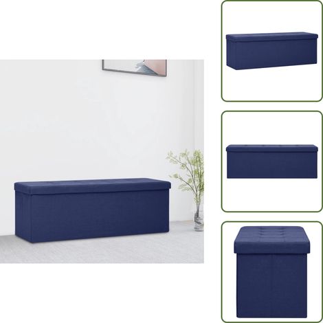 Faltbare Sitzbank mit Stauraum Blau Leinenoptik - Sitzbank - Stauraumbank - Faltsitzbank - Wohnzimmerbank - Flurbank (1/5)