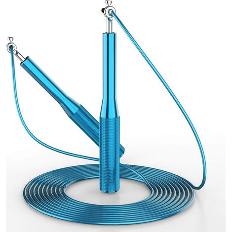 Cordes à Sauter 3 Mètres, Corde à Sauter, Corde à Vitesse Réglable pour la Longueur de Remise en Forme, Idéal pour l'exercice Aérobie, la Formation de Vitesse - Bleu-Fei Yu