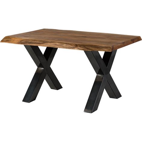 FREEFORM 5 tavolo da pranzo in legno di sheesham - verniciato natur / gambe in ferro X antracite lucido 140x90