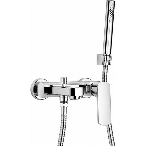 Mezclador de baño externo con set de ducha fijo Paini Ovo 86CR100  Cromo - Con set de ducha (1/3)