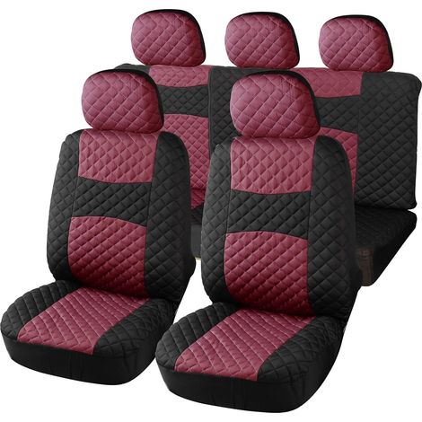 Lupex shop - A20 Coprisedili per auto universali, tessuto poliestere trapuntato, set fodere protezione sedili anteriori e posteriori, con zip, Fucsia/Nero