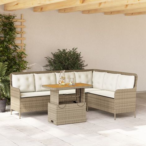 2-tlg. Garten-Sofagarnitur mit Kissen Beige Poly Rattan vidaXL (1/5)