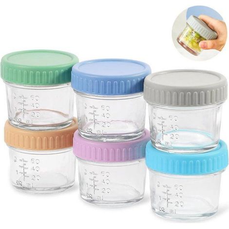 Boîte De Conservation En Verre - 118 ml - Pour Aliments Bébé - 6 Pièces