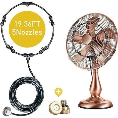 Ventilator-Sprühset – 23 cm Sprühring – 5,9 m Verbindungsschlauch – Kompatibel mit Ventilatoren ab 23 cm Durchmesser – 1 Stück (1/5)