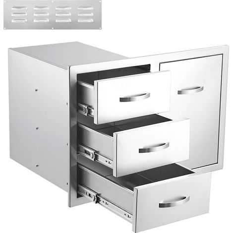 ensemble tiroirs cuisine extérieure acier inoxydable multi-niveaux combinaison tiroirs porte encastrable îlot barbecue (1/5)