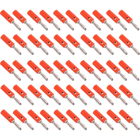 50 prises banane JT-002 4mm en laiton nickela ABS connecteur audio sans soudure pour vehicules marins et师表 equipements industriel rouge (1/5)