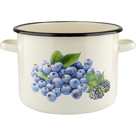 VASO SMALTATO DRITTO CON MOTIVO MIRTILLO, 22 CM, 6 L