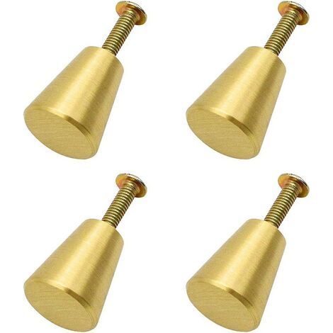Set mit 4 runden Einzellochgriffen, kleine Griffe aus massivem Messing, Möbelgriffe aus gebürstetem Messing mit Schrauben, Schubladengriffe für Schubladenelemente, Aufbewahrungsschränke, Kommoden (1/5)