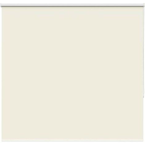Store enrouleur occultant blanc cassé, mesurant 155 x 150 cm, en tissu. (1/5)