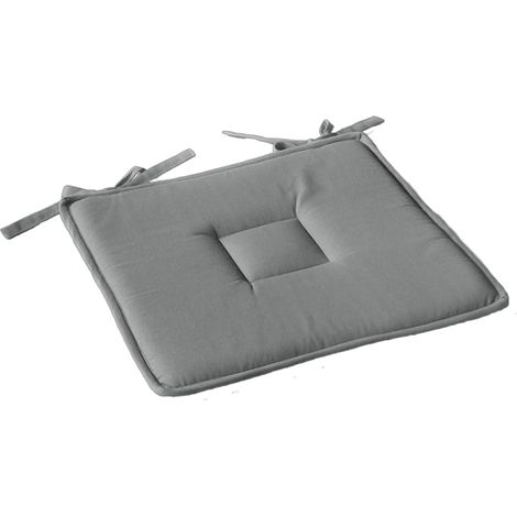 Galette plate unie avec passepoil et nouettes Gris clair 40x40 cm