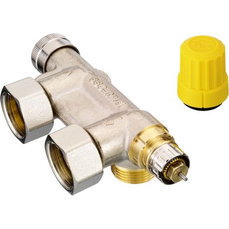 Corps radiateur sèche-serviettes VHS-UN - équerre bitube F3/4" raccordement M3/4" - Danfoss 013G4743 (1/3)